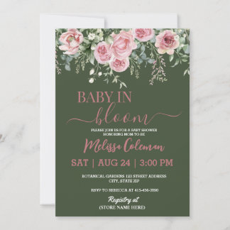 Boho Floral Baby In Bloom Baby Shower  Einladung