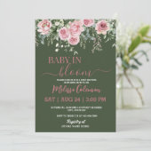 Boho Floral Baby In Bloom Baby Shower  Einladung (Stehend Vorderseite)