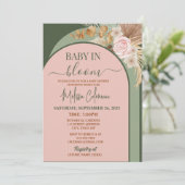 Boho Floral Baby In Bloom Baby Shower  Einladung (Stehend Vorderseite)