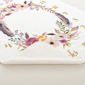Boho Floral Baby Milestone Monthly Sherpa Blanket Sherpadecke (3/4)