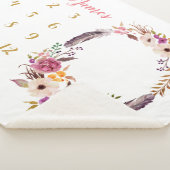 Boho Floral Baby Milestone Monthly Sherpa Blanket Sherpadecke (3/4)