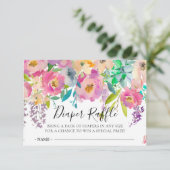 Boho Floral Baby Showdusche Windeln Raffle Ticket Einladung (Stehend Vorderseite)
