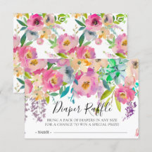 Boho Floral Baby Showdusche Windeln Raffle Ticket