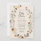 Boho Floral Baby Shower Einladung (Vorderseite)