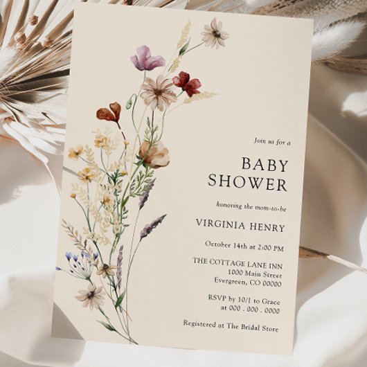 Boho Floral Baby Shower Einladung