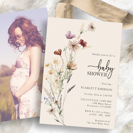 Boho Floral Baby Shower Einladung