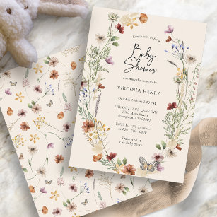 Boho Floral Baby Shower Einladung