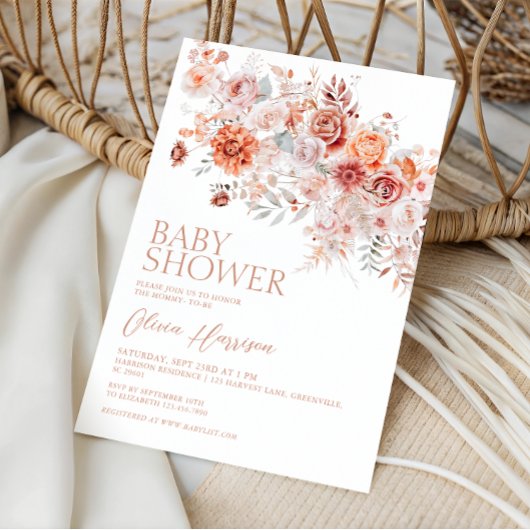 Boho Floral Baby Shower Einladung