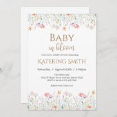 Boho floral Baby Shower Girl Einladung (Vorne/Hinten)