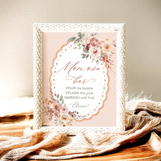 Boho Floral Baby Shower Mom-osa Bar Poster