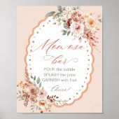 Boho Floral Baby Shower Mom-osa Bar Poster (Vorne)
