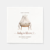 Boho Floral Baby Shower Napkins Neutral-Bassinet Serviette (Vorderseite)