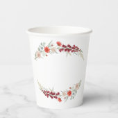 Boho floral Baby Shower red wildflower watercolor Pappbecher (Rückseite)