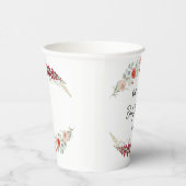 Boho floral Baby Shower red wildflower watercolor Pappbecher (Rechts)