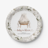Boho Floral Baby Shower Teller Neutral Bassinet (Vorderseite)