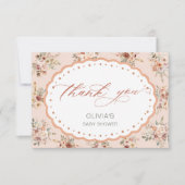 Boho Floral Baby Shower Thank You Card Dankeskarte (Vorderseite)