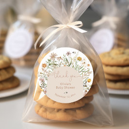 Boho Floral Baby Shower Vielen Dank Runder Aufkleber