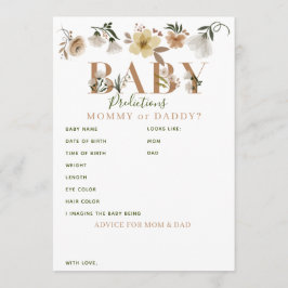 Boho Floral Baby Shower Vorhersagen & Ratschläge Hinweiskarte