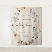 Boho Floral Baby Shower Wandteppich (Vorderseite)