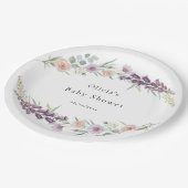 Boho Floral Baby Shower Wildflower Watercolor  Pappteller (Schrägansicht)