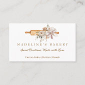 Boho Floral Bakery Rolling Button Visitenkarte (Vorderseite)