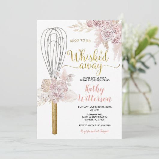 Boho Floral bald auf dem Weg zum Brautparty Einladung (Stehend Vorderseite)