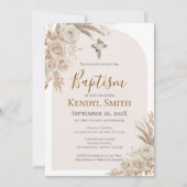 Boho Floral Baptism  Invitation Einladung (Vorderseite)
