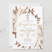 Boho Floral Baptism Invitation Einladung (Vorderseite)