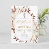 Boho Floral Baptism Invitation Einladung (Stehend Vorderseite)