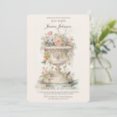 Boho Floral Baptisse Einladung (Stehend Vorderseite)