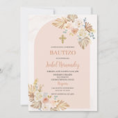 Boho Floral Bautizo Einladung (Vorderseite)