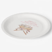 Boho Floral Bear Bassinet Girl Baby Dusche Pappteller (Schrägansicht)