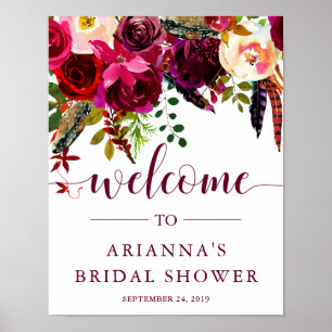 Boho Floral   Begrüßungszeichen für Brautpartys Poster