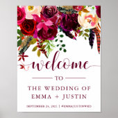 Boho Floral | Begrüßungszeichen Poster (Vorne)