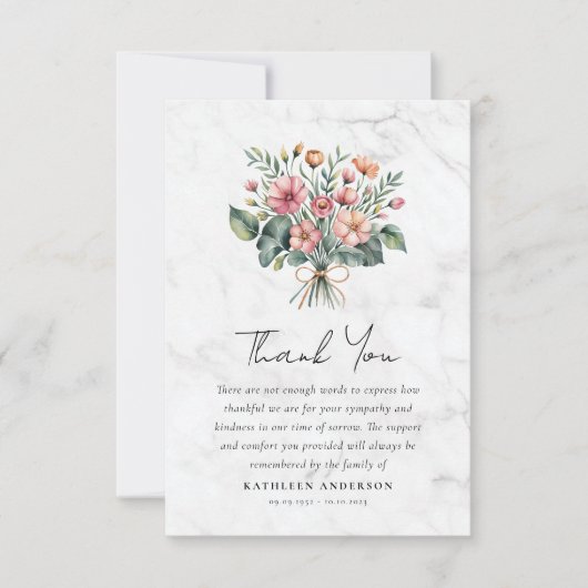 Boho Floral Beileid Funeral Dankeskarte (Vorderseite)