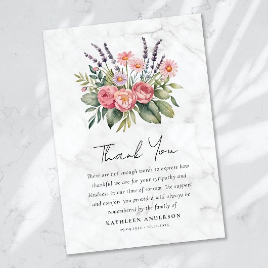 Boho Floral Beileid Funeral Dankeskarte