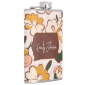 Boho Floral Benutzerdefinierter Name Flachmann (Rechts)