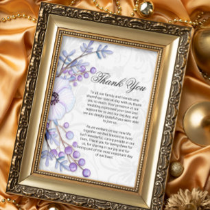 Boho Floral Berries Lila Wedding Dankeskarte