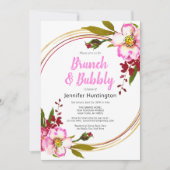 Boho Floral Berry Pink Gold Brautparty Einladung (Vorderseite)