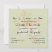 Boho Floral Best Pink Coral Wedding Einladung (Rückseite)