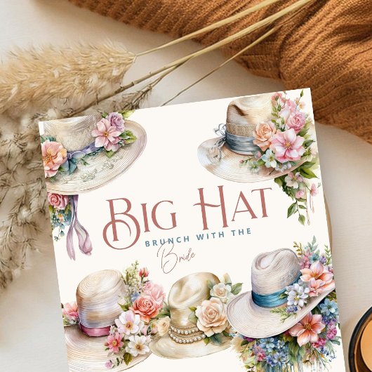 Boho Floral Big Hats Derby Bridal Brunch Einladung