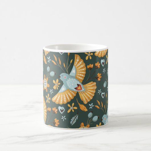 Boho Floral Birds Garden Pattern Kaffeetasse (Mittel)