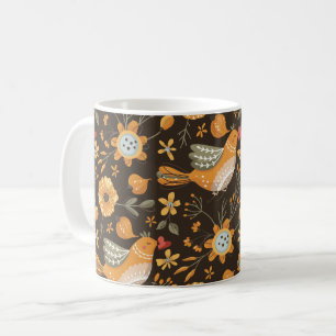 Boho Floral Birds Garden Pattern Kaffeetasse