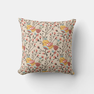 Boho Floral Birds Garden Pattern Kissen