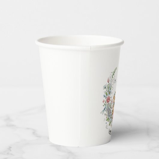 Boho floral birthday bear pappbecher (Rechts)