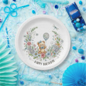 Boho floral birthday bear pappteller (Party)