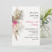 Boho Floral Birthday Invitation Einladung (Stehend Vorderseite)