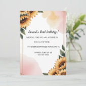 Boho Floral Birthday Party Invitation | Custom Sun Einladung (Stehend Vorderseite)