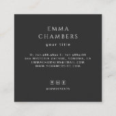 Boho Floral Black Business Card Quadratische Visitenkarte (Rückseite)