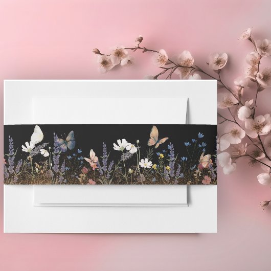 Boho Floral Black Butterfly Garden Bauch Band